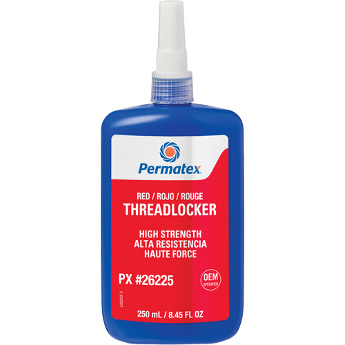 PERMATEX Permanent Strength Threadlocker, Red, High, 250 ml, Bottle