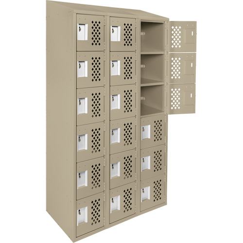 Assembled Lockerettes Clean Line Perforated Economy Lockers, 6 -tier, Bank of 3, 18" x 72" x 12", Steel Checker Industrial Ltd.