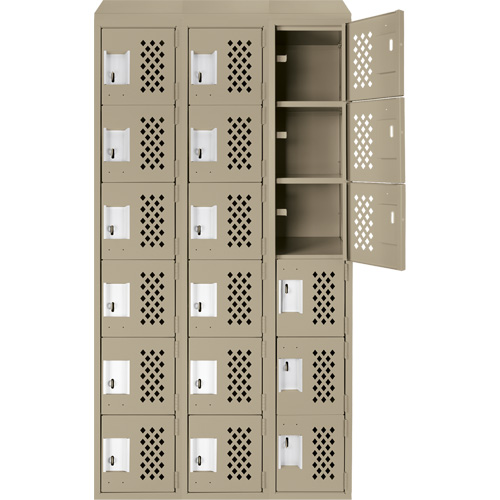 Assembled Lockerettes Clean Line Perforated Economy Lockers, 6 -tier, Bank of 3, 18" x 72" x 12", Steel Checker Industrial Ltd.