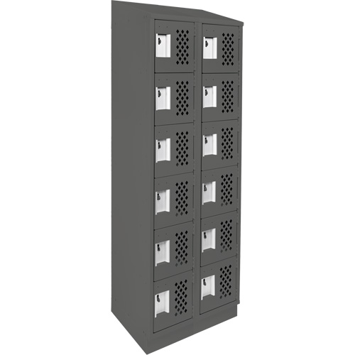 Assembled Lockerettes Clean Line Perforated Economy Lockers, 6 -tier, Bank of 2, 18" x 72" x 12", Steel Checker Industrial Ltd.