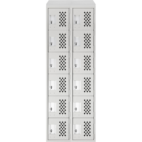 Assembled Lockerettes Clean Line Perforated Economy Lockers, 6 -tier, Bank of 2, 18" x 72" x 12", Steel Checker Industrial Ltd.