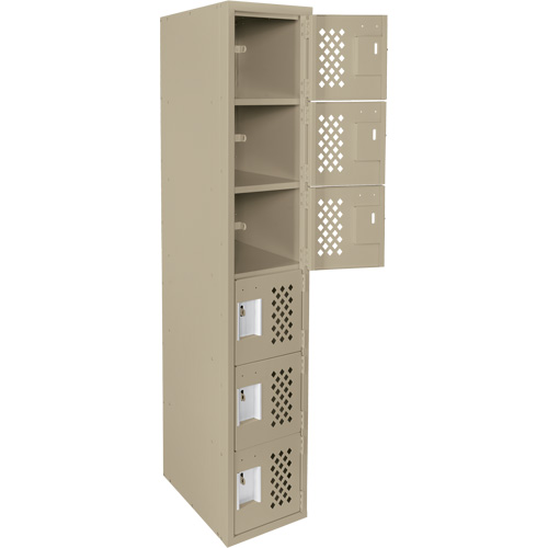 Assembled Lockerettes Clean Line Perforated Economy Lockers, 6 -tier, 18" x 72" x 12", Steel Checker Industrial Ltd.