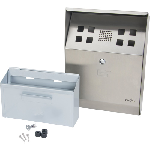 Cendrier, Montage mural, Acier inoxydable, Capacit&eacute; 1.6 Litres, Hauteur 13-4/5" Checker Industrial Ltd.