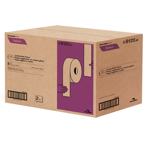 Pro Select&reg; Toilet Paper, Jumbo Roll, 2 Ply, 900' Length, White Checker Industrial Ltd.