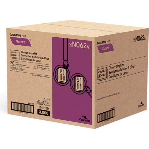 Pro Select&reg; 1/8 Fold Dinner Napkin, 2 Ply, 15" x 16" Checker Industrial Ltd.