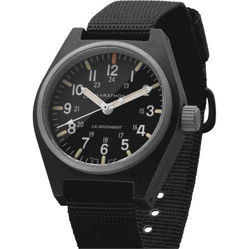 General Purpose Quartz with MaraGlo Watch, Analog, Battery Operated, 0.6" W x 1.3" D x 0.4" H, Black Checker Industrial Ltd.