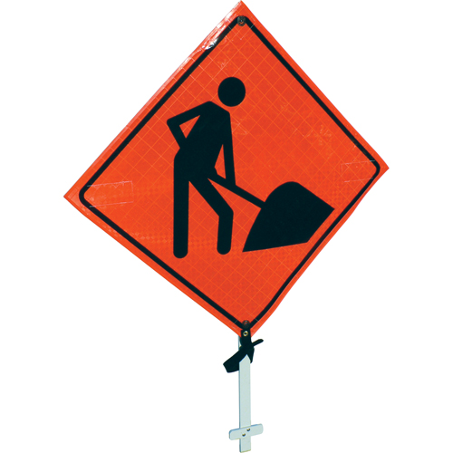 Men At Work Pole Sign, 24" x 24", Vinyl, Pictogram Checker Industrial Ltd.
