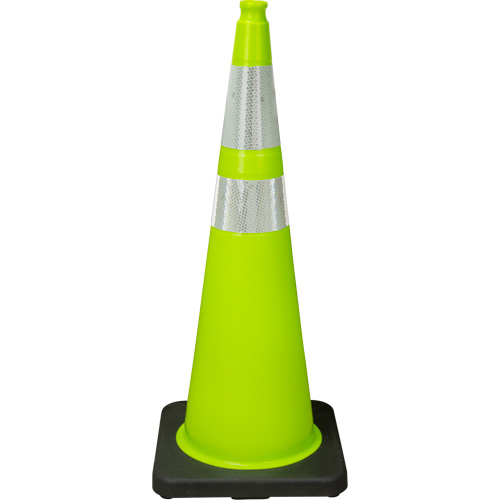 Premium Traffic Cone, 36", Lime Green, 4" & 6" Reflective Collar(s) Checker Industrial Ltd.