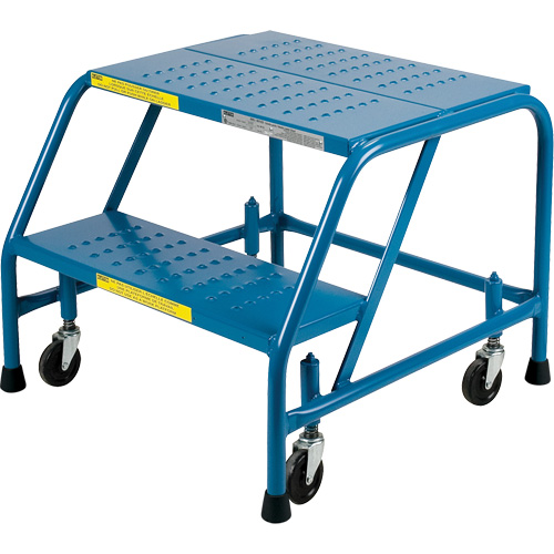 Rolling Step Ladder, 2 Steps, 18" Step Width, 19" Platform Height, Steel Checker Industrial Ltd.