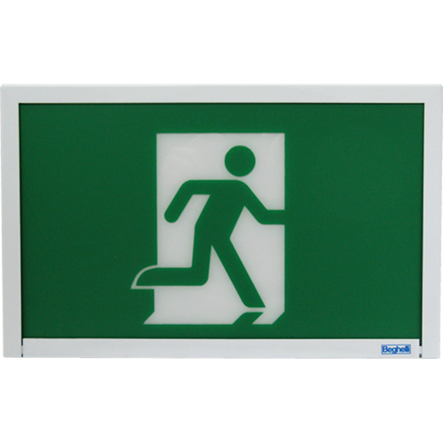 Running Man Exit Sign, LED, Battery Operated, 12" L x 7 1/2" W, Pictogram Checker Industrial Ltd.