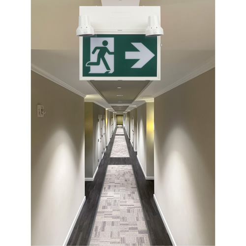 Running Man Sign with Security Lights, LED, Battery Operated/Hardwired, 12-1/10" L x 11" W, Pictogram Checker Industrial Ltd.