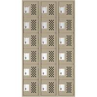 Assembled Lockerettes Clean Line Perforated Economy Lockers, 6 -tier, Bank of 3, 18" x 72" x 12", Steel Checker Industrial Ltd.