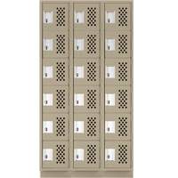 Assembled Lockerettes Clean Line Perforated Economy Lockers, 6 -tier, Bank of 3, 18" x 72" x 12", Steel Checker Industrial Ltd.