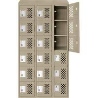 Assembled Lockerettes Clean Line Perforated Economy Lockers, 6 -tier, Bank of 3, 18" x 72" x 12", Steel Checker Industrial Ltd.