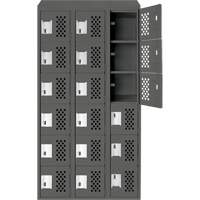 Assembled Lockerettes Clean Line Perforated Economy Lockers, 6 -tier, Bank of 3, 18" x 72" x 12", Steel Checker Industrial Ltd.