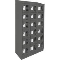 Clean-Line Perforated Lockerette, 6 -tier, Bank of 3, 15" x 72" x 12", Steel Checker Industrial Ltd.