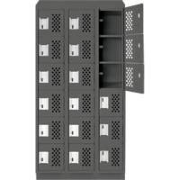 Clean-Line Perforated Lockerette, 6 -tier, Bank of 3, 15" x 72" x 12", Steel Checker Industrial Ltd.