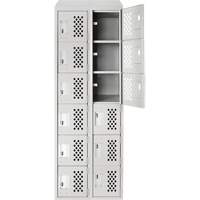Clean-Line Perforated Lockerette, 6 -tier, Bank of 2, 15" x 72" x 12", Steel Checker Industrial Ltd.