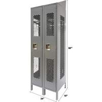 Vented Lockers, Bank of 2, 24" x 18" x 88", Steel, Grey, Knocked Down, Perforated Checker Industrial Ltd.