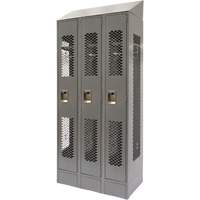 Vented Lockers, Bank of 3, 36 x 18" x 88", Steel, Grey, Knocked Down, Perforated Checker Industrial Ltd.