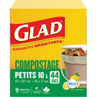 Small Compostable Bags, Regular, 17" L x 16" W, Brown, 10 L (3 Gal.) Capacity Checker Industrial Ltd.