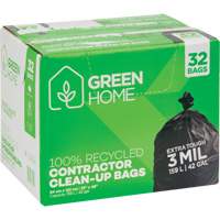 Green Home Garbage Bags, Strong, 33" W x 48" L, 3 mils, Black, 159 L (42 Gal.) Capacity Checker Industrial Ltd.