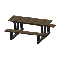 Recycled Plastic Outdoor Picnic Tables, 72" L x 60-5/16" W, Walnut Checker Industrial Ltd.