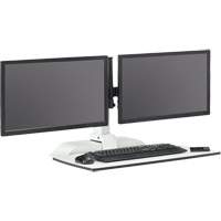 Soar Sit/Stand Electric Desk with Dual Monitor Arm, Desktop Unit, 37-1/4" H x 27-3/4" W x 22" D, White Checker Industrial Ltd.