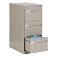 Vertical Filing Cabinet with Recessed Drawer Handles, 3 Drawers, 18.15" W x 26.56" D x 40" H, Beige Checker Industrial Ltd.
