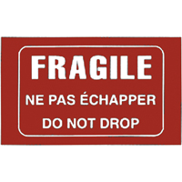 &eacute;tiquettes pour traitement sp&eacute;cial bilingues Fragile, 5" lo x 3" la, Blanc/rouge Checker Industrial Ltd.