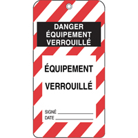 &eacute;tiquettes de verrouillage, Plastique, 3" la x 5-3/4" h, Français Checker Industrial Ltd.