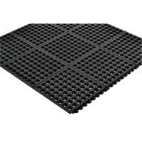 Cushion-Ease&reg; 550 Interlocking Anti-Fatigue Mat, Slotted, 3' x 3' x 3/4", Black, Rubber Checker Industrial Ltd.