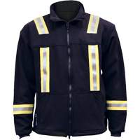 Flame Resistant Striped Full Zip Fleece Jacket, Small, Navy Blue Checker Industrial Ltd.