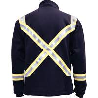 Flame Resistant Striped Full Zip Fleece Jacket, Small, Navy Blue Checker Industrial Ltd.