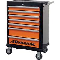Roller Cabinet, 7 Drawers, 28" W x 18" D x 40" H, Black/Orange Checker Industrial Ltd.