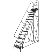 Deep Top Step Rolling Ladder, 13 Steps, 24" Step Width, 130" Platform Height, Steel Checker Industrial Ltd.