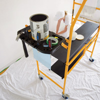 nsemble d'&eacute;chafaudage &agrave; montant de s&eacute;curit&eacute; & tablette pour outils de 4' Jobsite Series, Cadre Acier, 49-1/2" p x 57-3/4" h Checker Industrial Ltd.