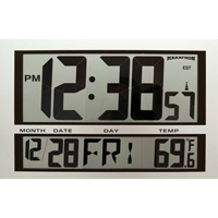 Jumbo Clock, Digital, Battery Operated, 16.5" W x 1.7" D x 11" H, Silver XD075 | Checker Industrial Ltd.