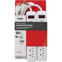 Surge Protector 2-Pack, 6 Outlets, 400 J, 1875 W, 1.5' Cord XJ247 | Checker Industrial Ltd.