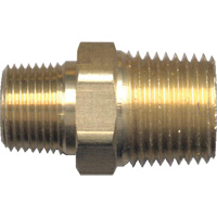 Reducing Hex Nipple, Brass, 1/2" x 3/8", NPT x NPT YA546 | Checker Industrial Ltd.