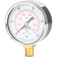 Pressure Gauge, 2-1/2" , 0 - 100 psi, Bottom Mount, Analogue YB882 | Checker Industrial Ltd.
