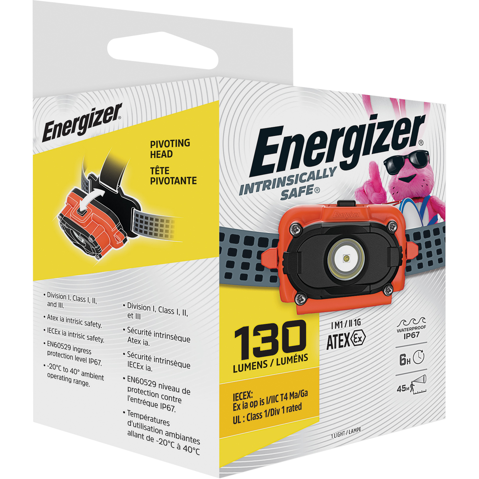 ENERGIZER Intrinsically Safe® Headlamp, LED, 130 Lumens, 6 Hrs. Run